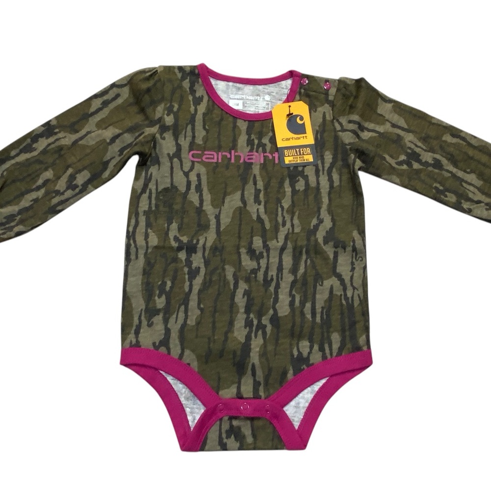 Carhartt Green and Pink Bodysuit with Camouflage Design